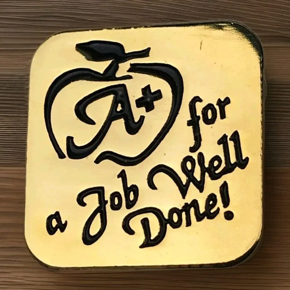 A+ For A Job Well Done Teacher Apple Award Pin Collectible Motivational Brooch